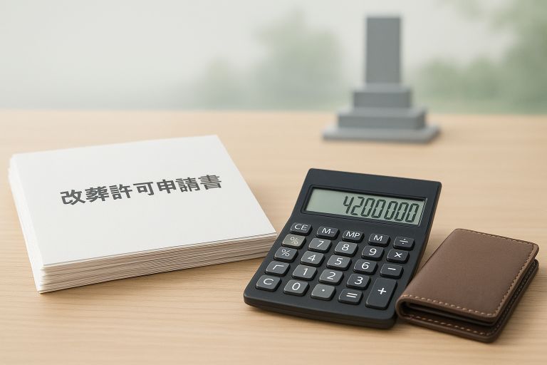 改葬許可申請書と費用計算のイメージ